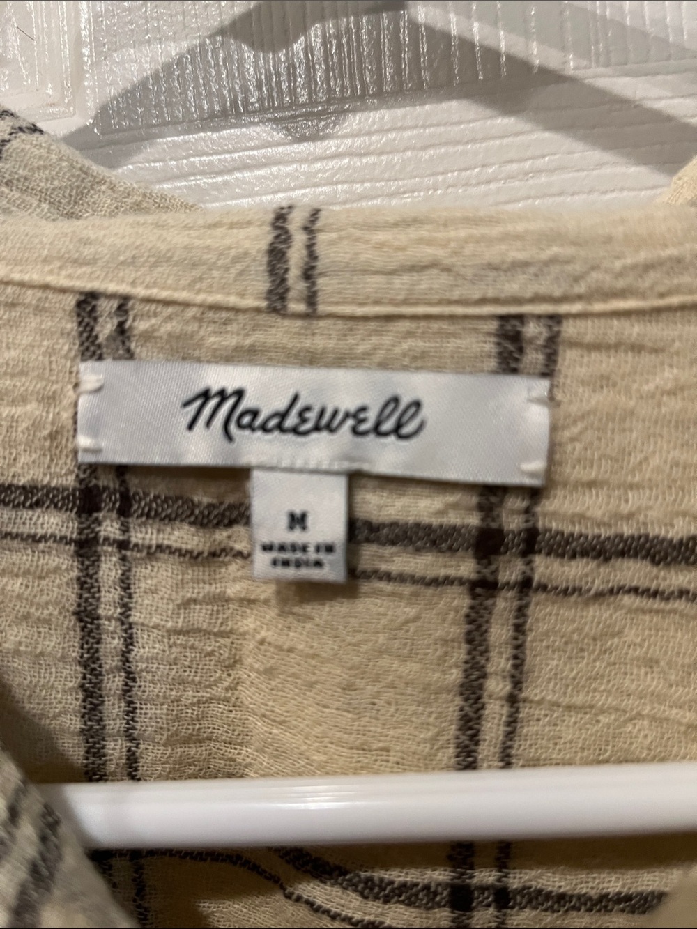 Madewell Cream Plaid Button-Down Shirt - Picture 4 of 4